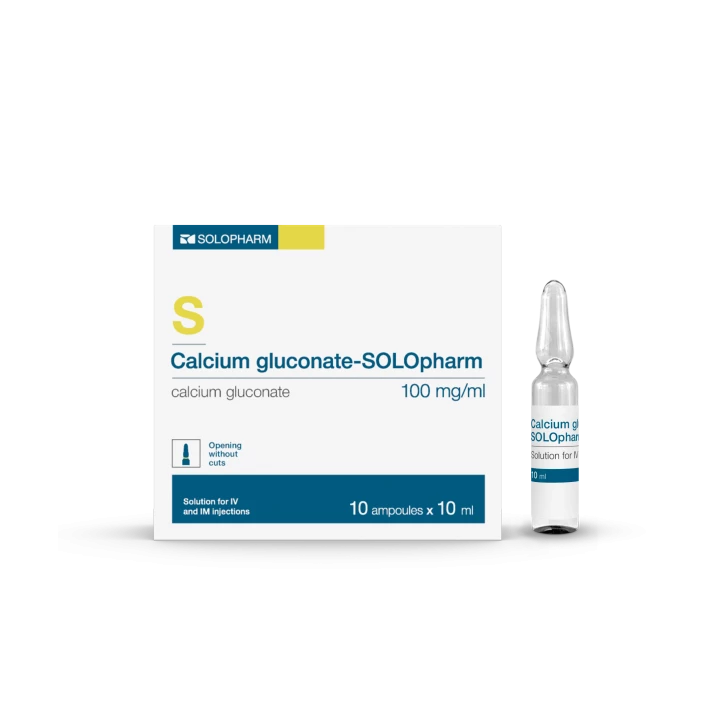 Photo Product Calcium gluconate-SOLOpharm 100 mg/ml ampoules 10 ml - Solopharm