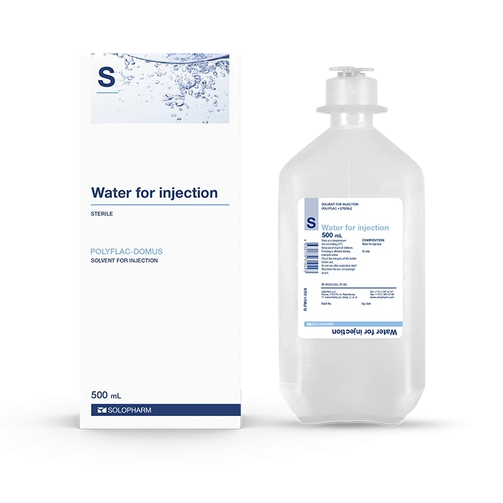 Product Water for injections PolyFlac 500 ml - Solopharm Photo Product Water for injections PolyFlac 500 ml - Solopharm