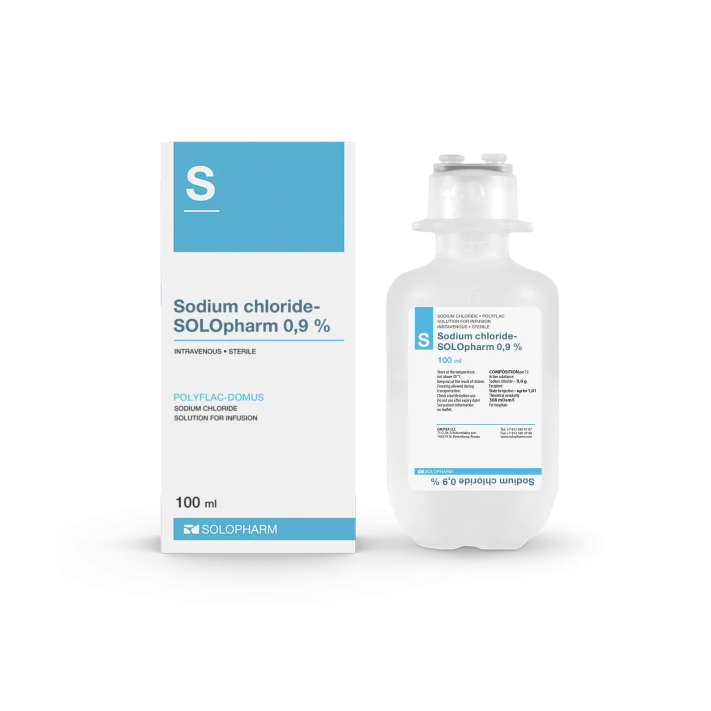 Photo Product Sodium chloride – SOLOpharm 0.9% PoliFlac 100 ml - Solopharm